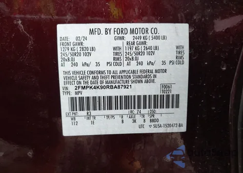 2024 Ford Edge Titanium z USA, uszkodzony, nr VIN 2FMPK4K90RBA87921